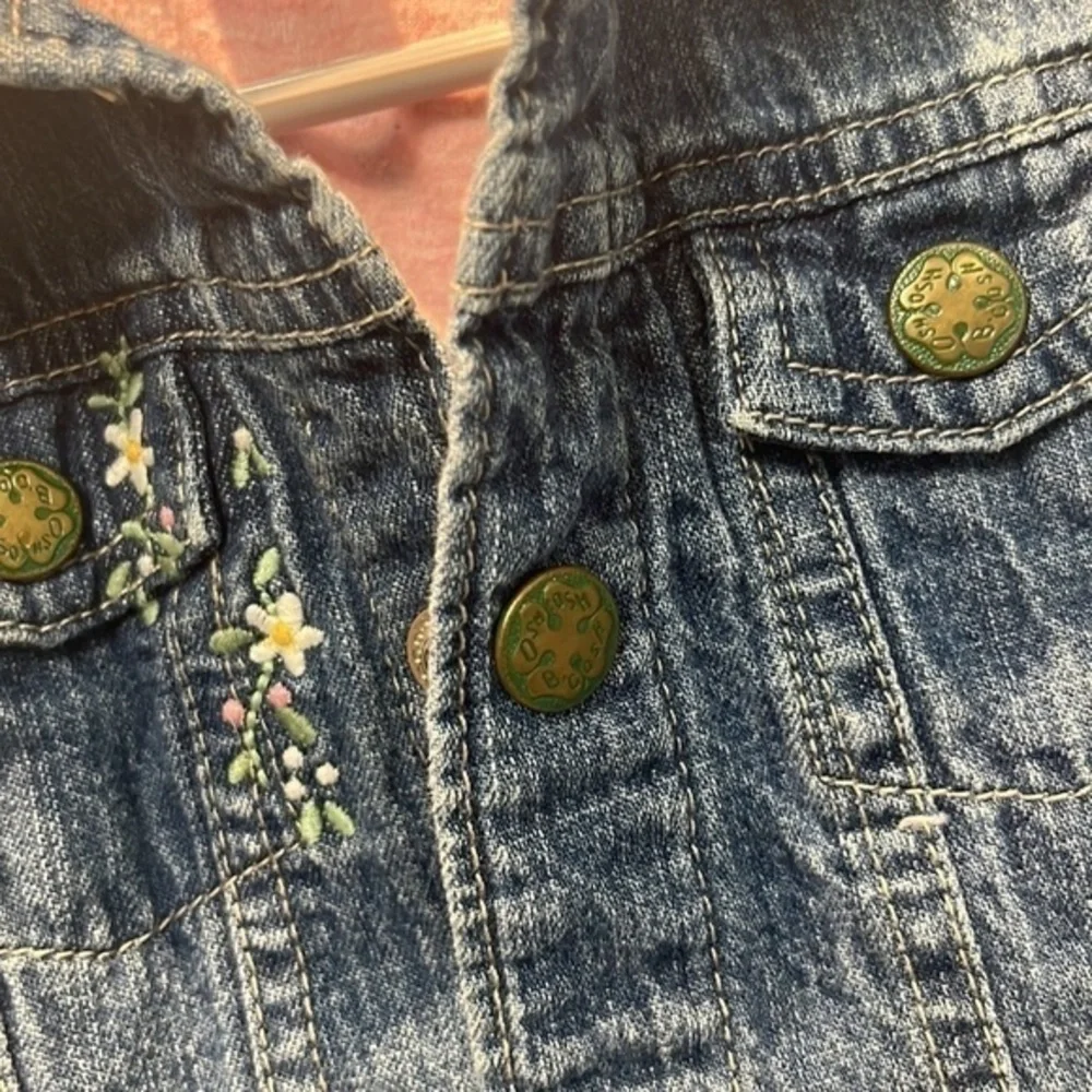 OshKosh‎ denim jean lined jacket embroidered flowers, size 3-6 months